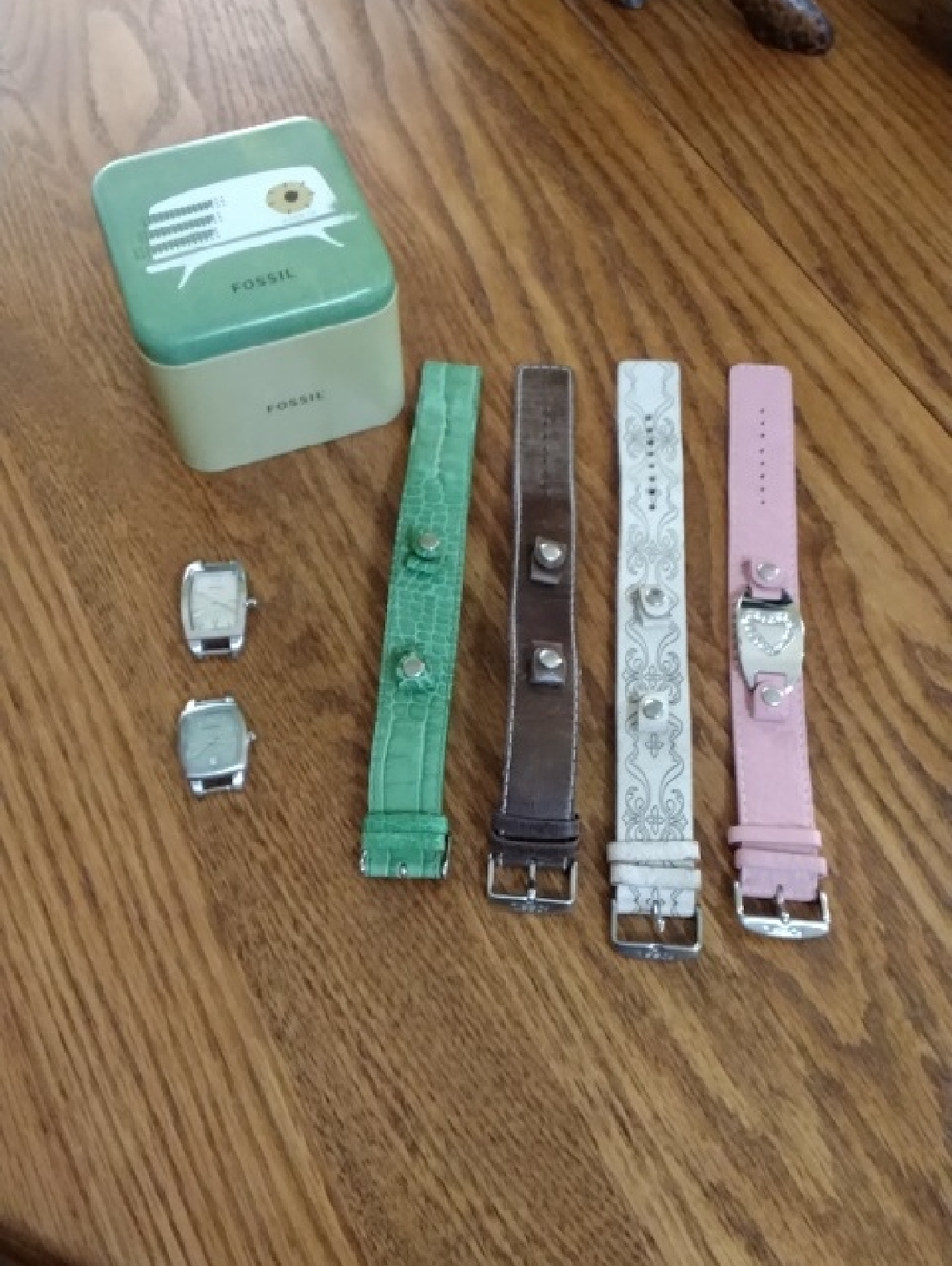 Fossil Interchangeable Watch Straps Set in Green, Brown, White, Pink